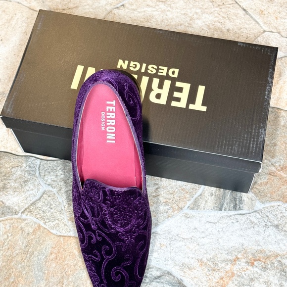 Terroni Purple Men\'s Slip-On Dress Shoe-Faux Suede-Paisley Print-Fashionable main image 4